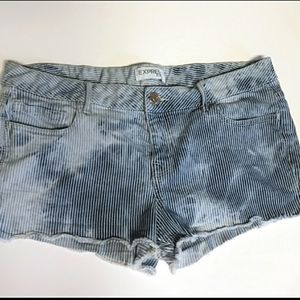 Express Railroad Stripe Stone Wash Denim Cut-Offs